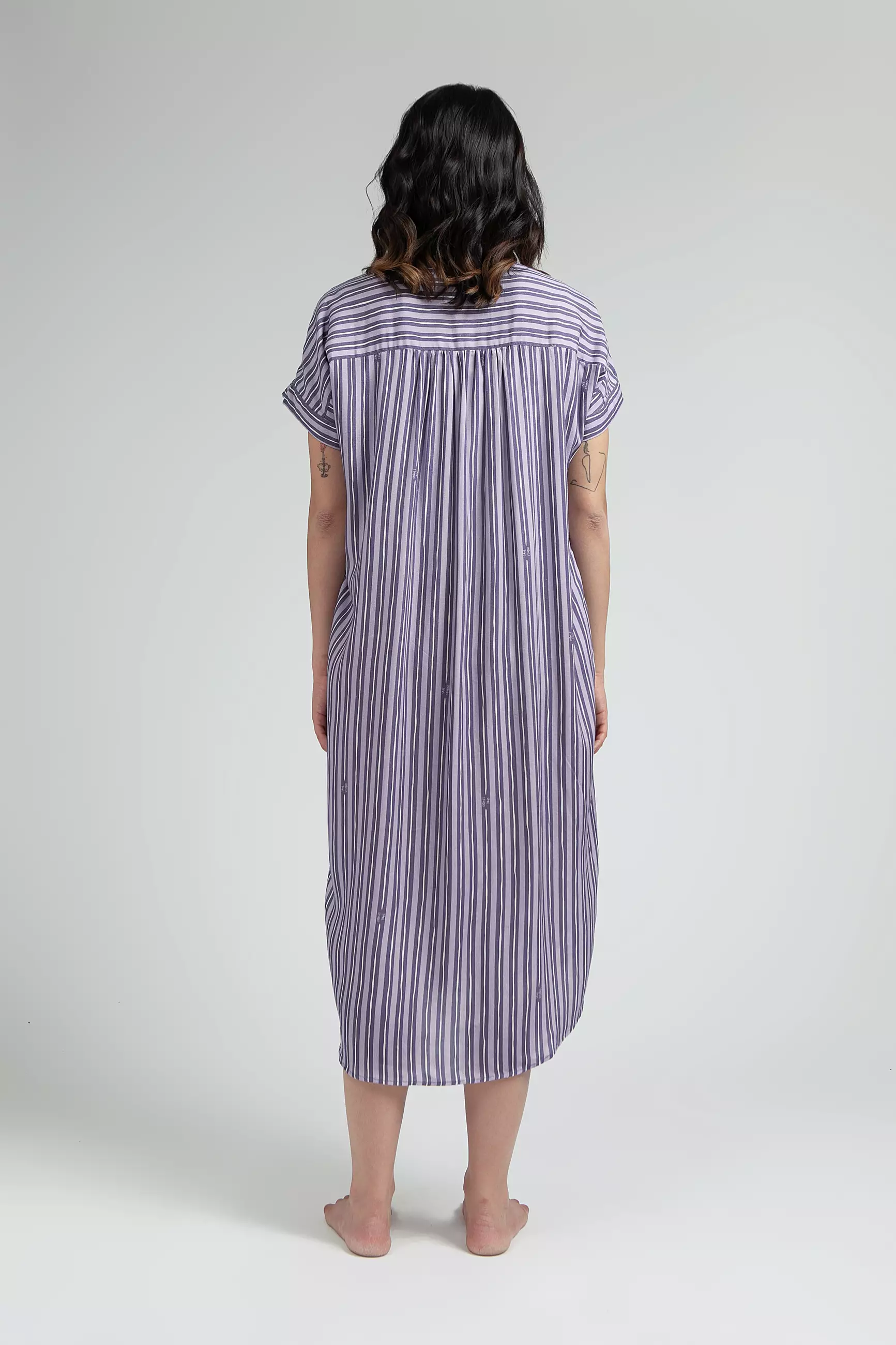 Daster Wanita Katun Ecovero | SARE studio Sleepwear OBI Loose Dress in Lilac Salur