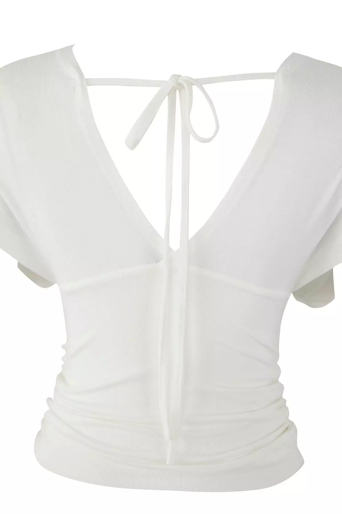 Ecru Fitted/Fits Body Gathered/Drape Detailed Knitted Blouse