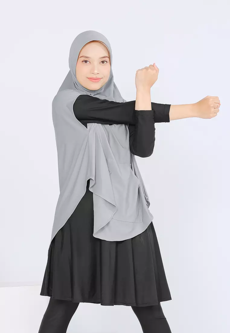 Zelena - Vivian Sport Hijab | Rompi Hijab Vest Olahraga - Grey