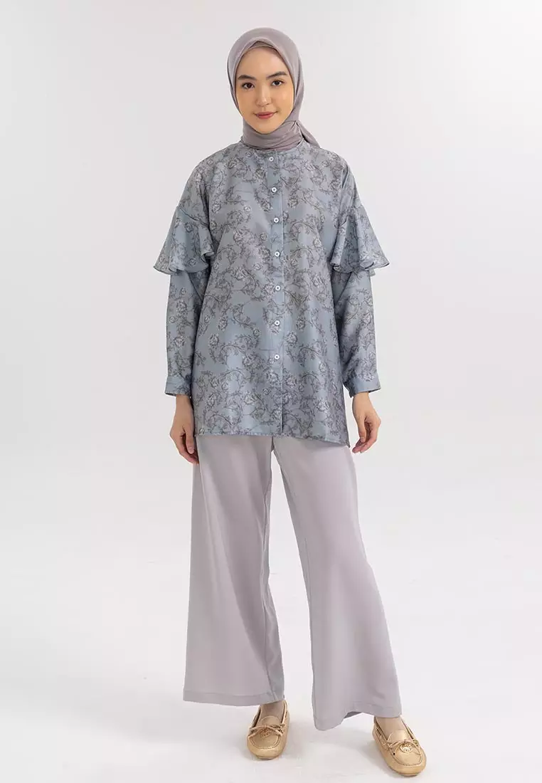 Ria Miranda Greyish Blue Omira Top
