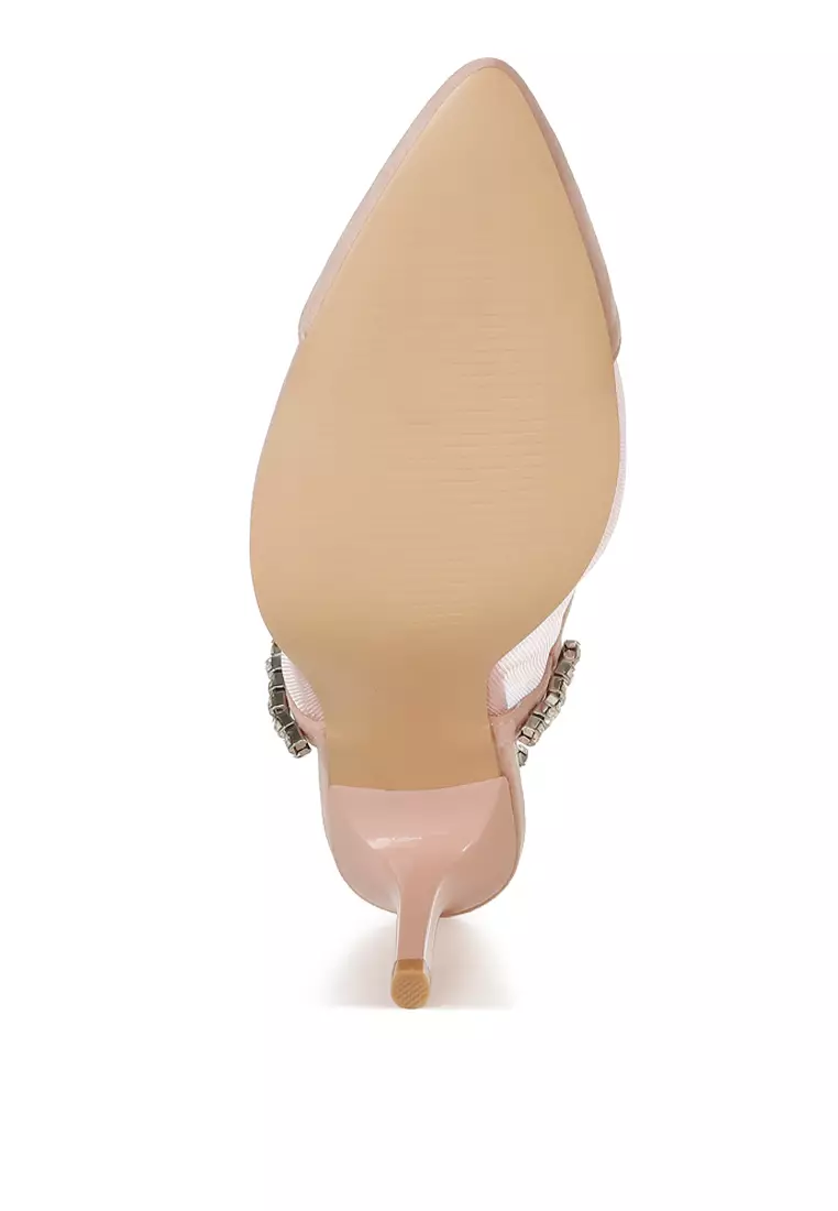 Sandal Slingback Tumit Stiletto Warna Pink
