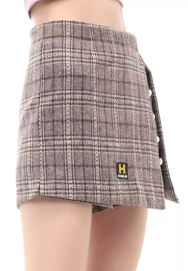 Madoc Skirt Short Pants Rok Celana Pendek Kasual Wanita Korean Style Material Cotton Wolly Polyester ORIGINAL - Brown