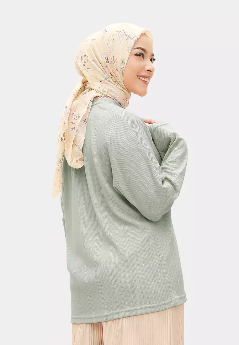 Zelena - Althea Long Sleeves Waffle | Kaos Lengan Panjang - Matte Green