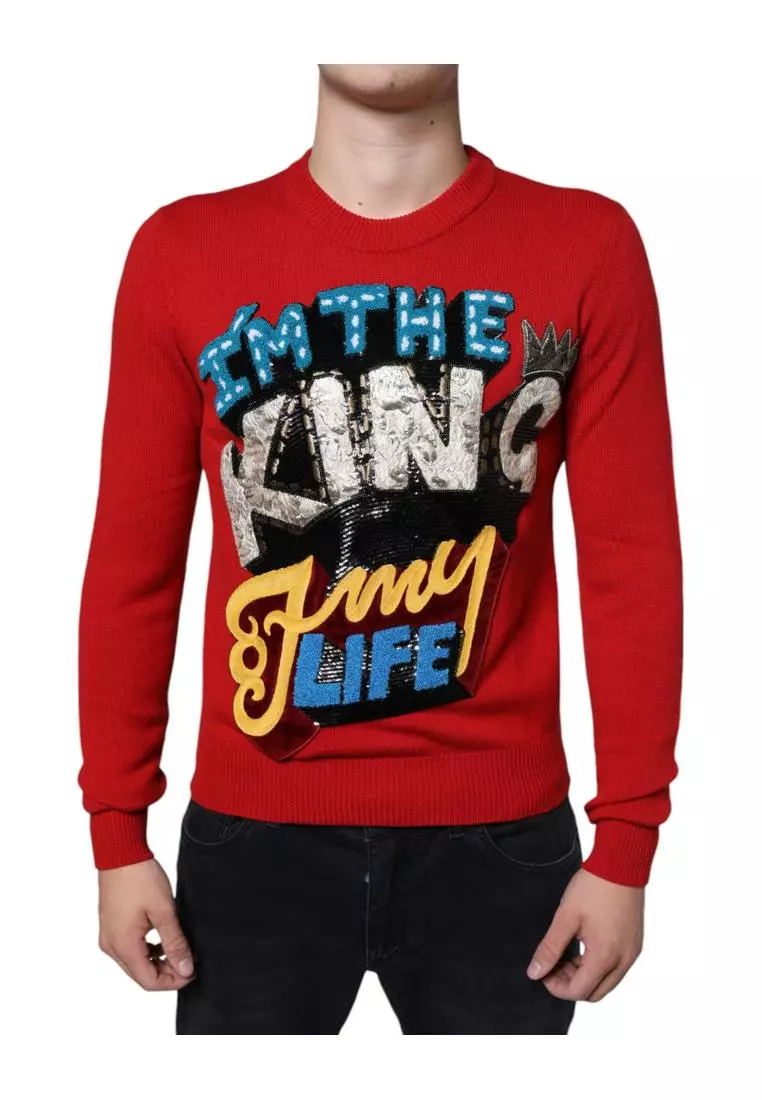 Dolce Gabbana Men King of My Life Crew Neck Sweater 2025 Buy