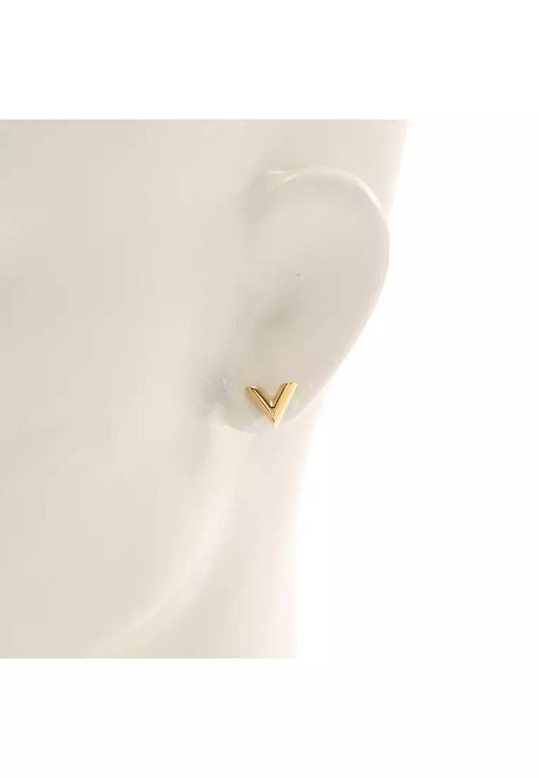 Louis Vuitton Gold V Stud Earrings, Luxury, Accessories on Carousell