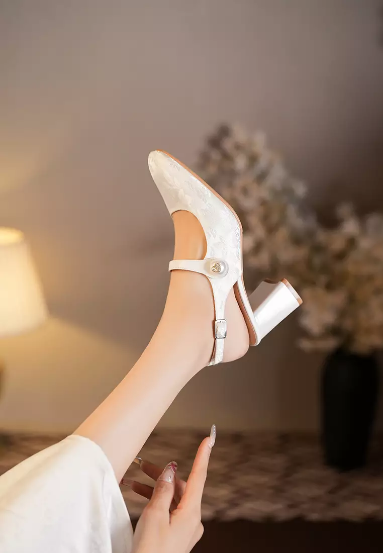 6CM Cotton Print Slingback High Heel BY664-39