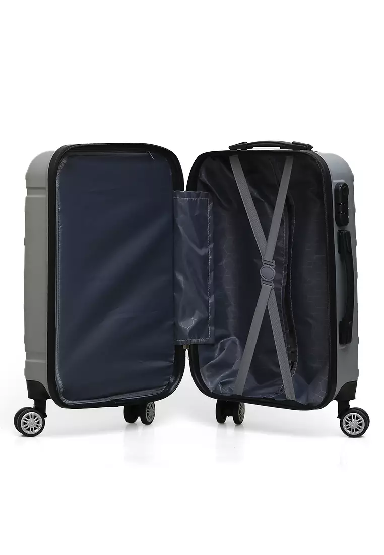 Carlton Tas Koper Fashion Unisex Size 20 Inch Suitcase Number Code Lock Material Fiber ABS ORIGINAL - Silver