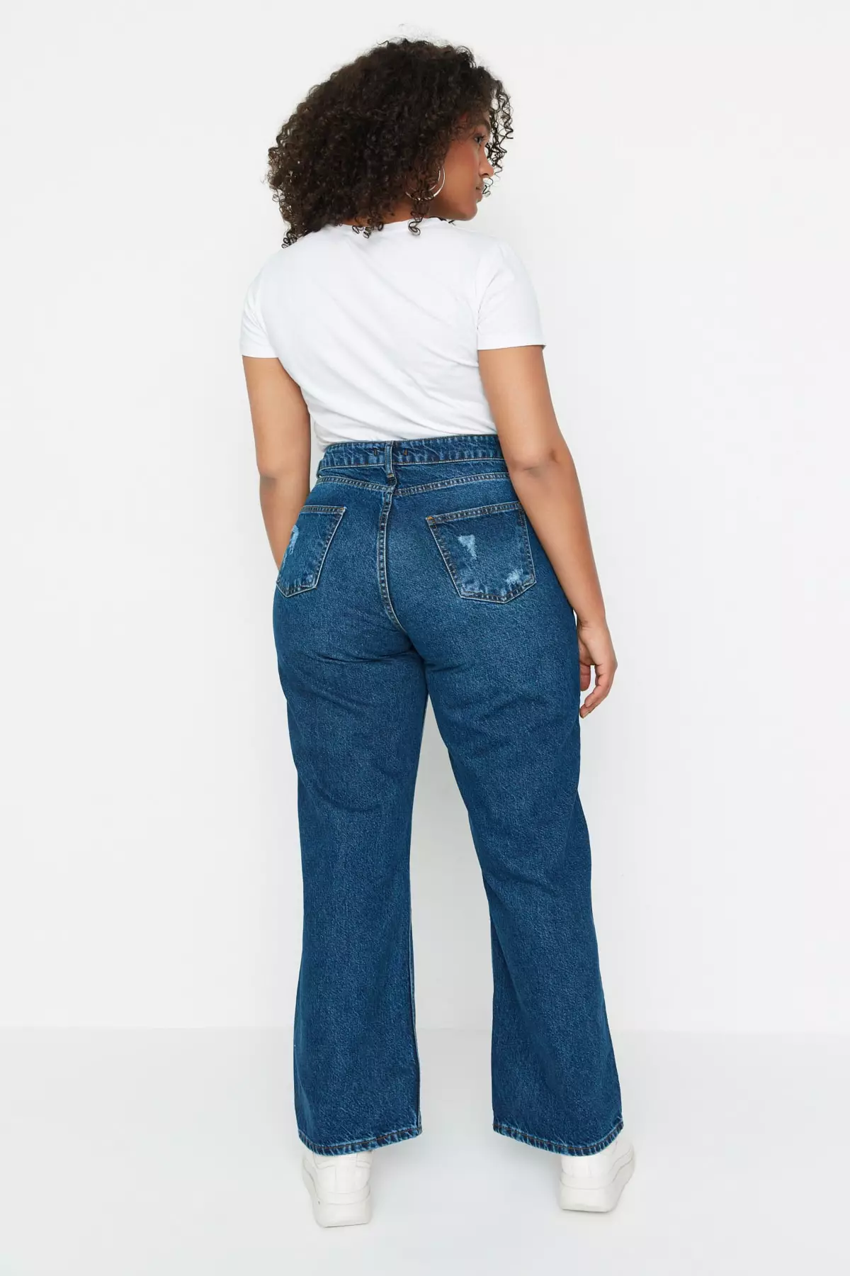 High Waist Wide Leg Ripped Jeans