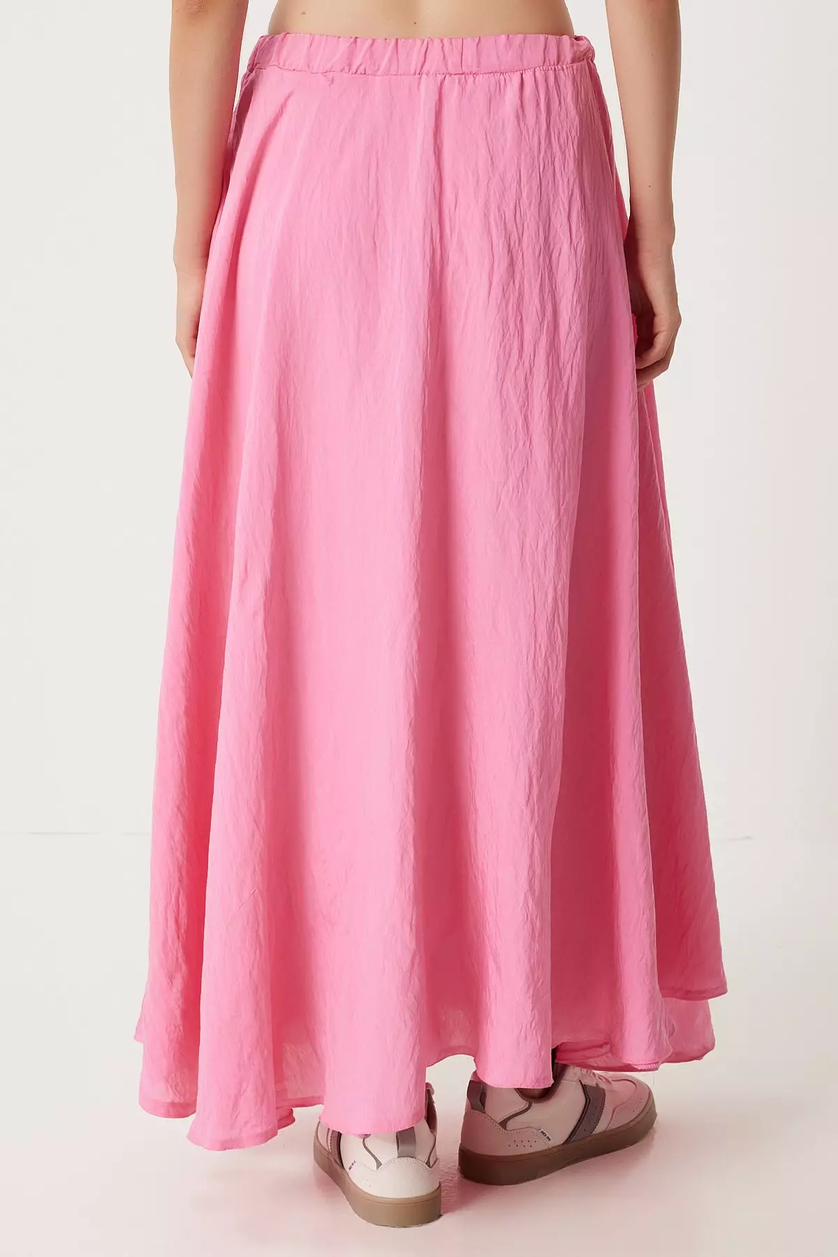 Flounce Linen Blend Long Skirt