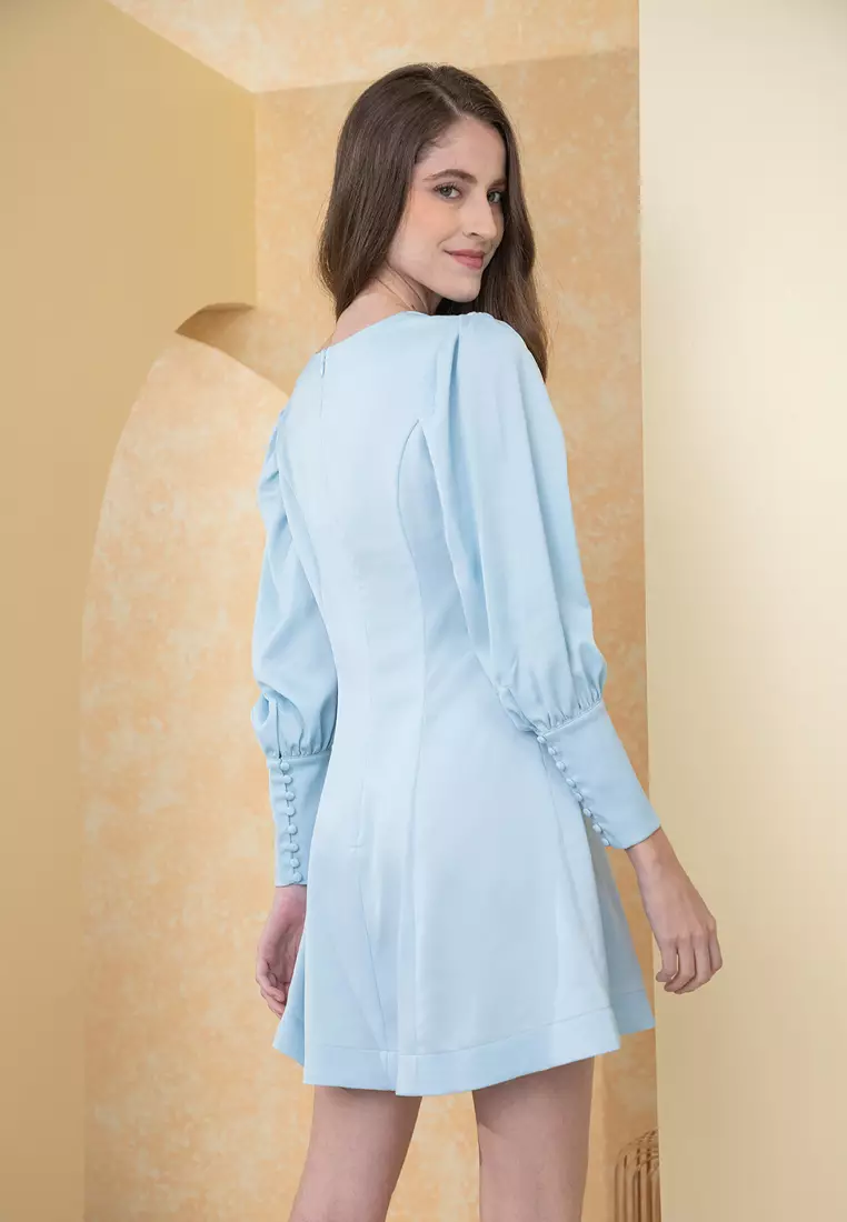 Zalora Studios Balloon Sleeve V Neck Mini Dress 2024 Buy Zalora