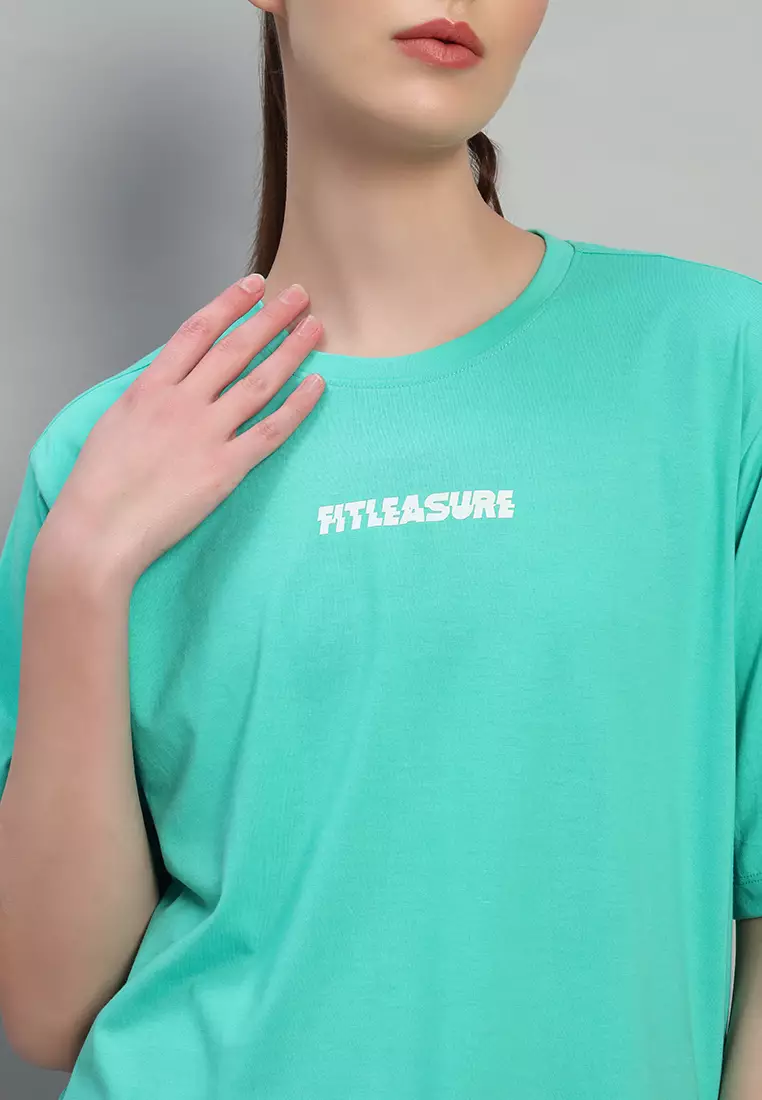 女款大輪廓棉質綠色 T 卹