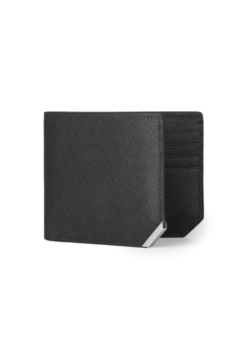 Crudo Leather Craft 黑色 Affilato Edge 輕薄短銀包 - 十字紋黑 (相位間隔) 640D1ACF4BC50CGS_1