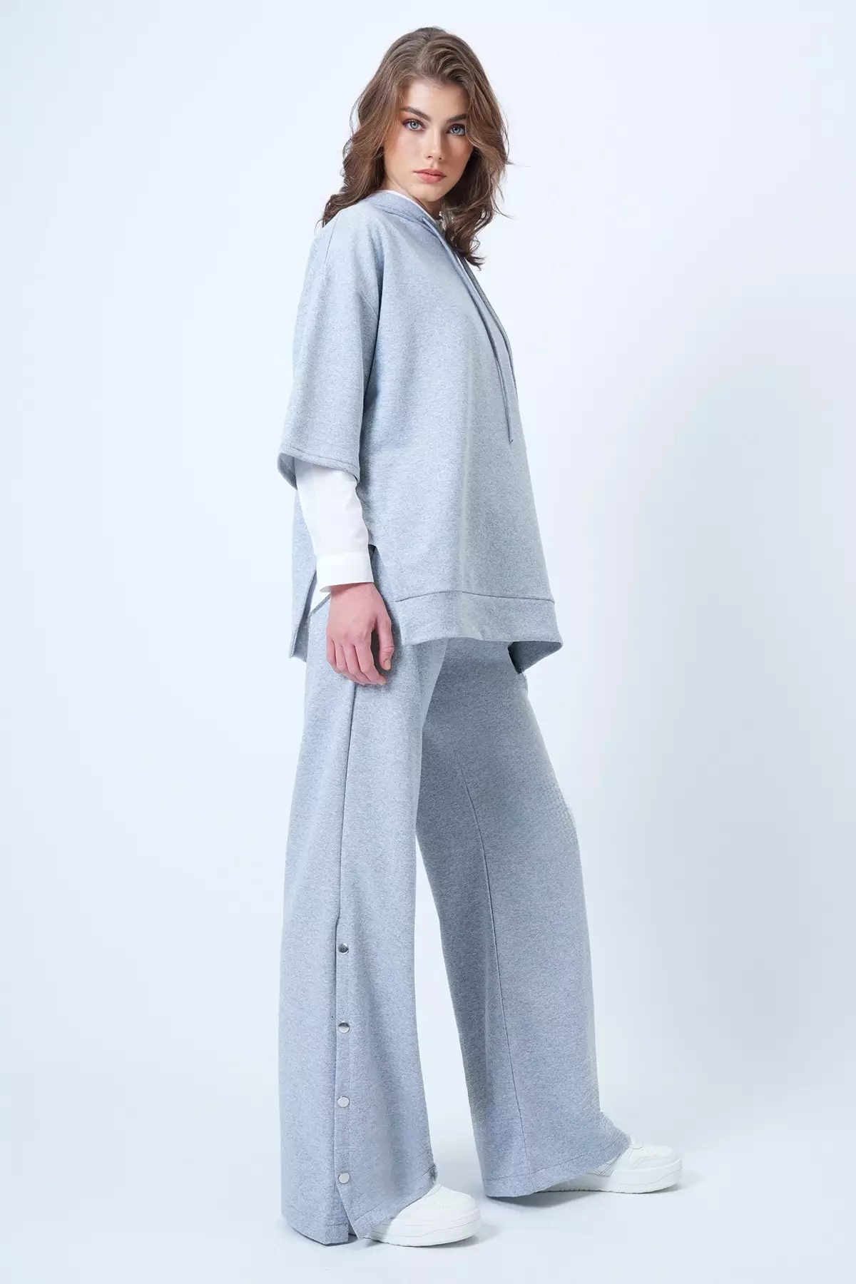 Women'S Grimelange Hooded Sweatshirt With Side Slits And Wide Leg Pants Set Alc-X14607