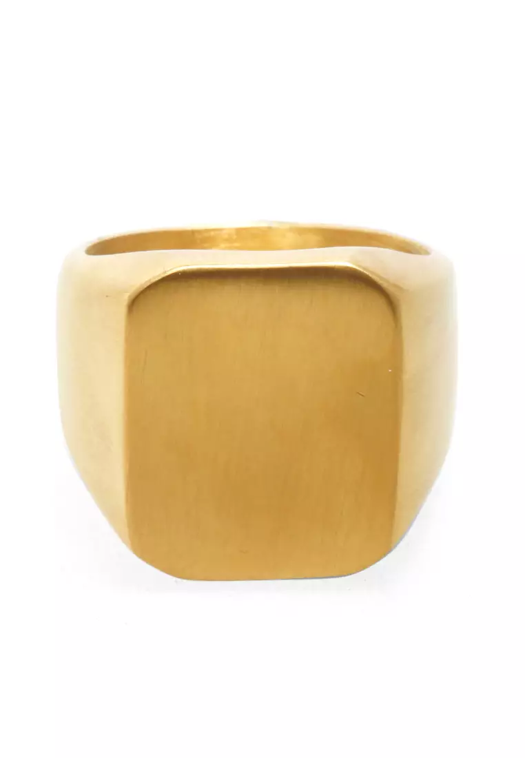 Daisy Aksesoris Pria Wanita Cincin Desain Kotak Material Titanium ORIGINAL - Gold Doff