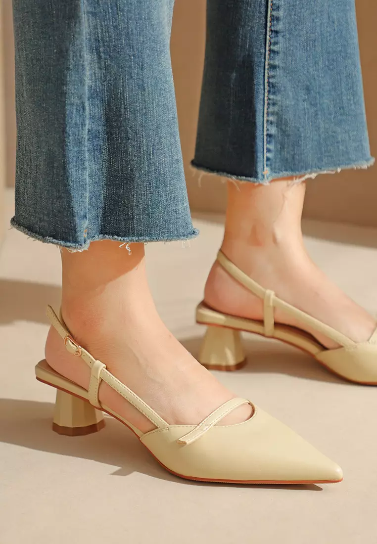 5CM Synthetic Leather Slingback Mid Heel 2240 21