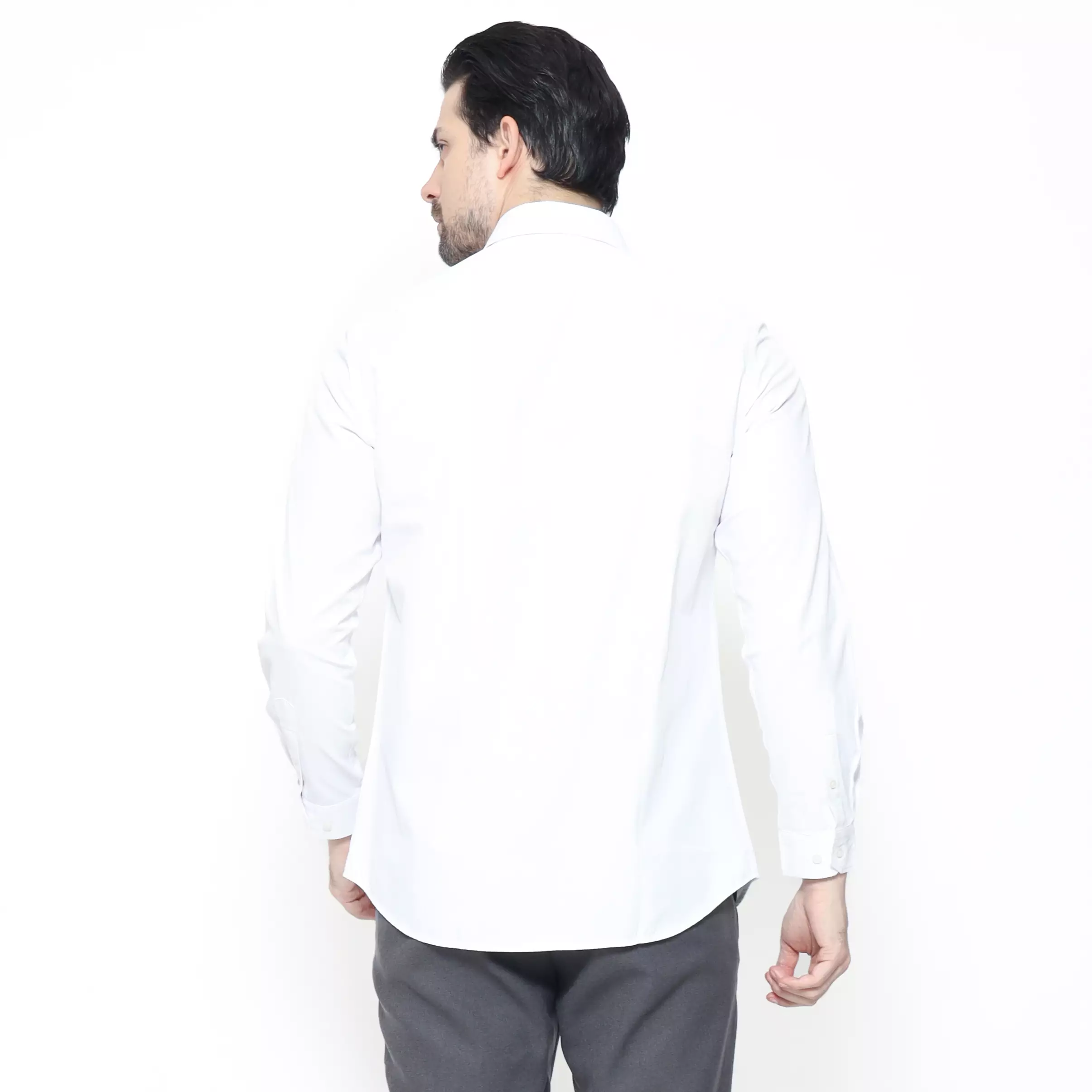 Schoeller Kemeja Formal Pria Slim Fit Polos Putih – Button Down – DEMPSEY-MLNS