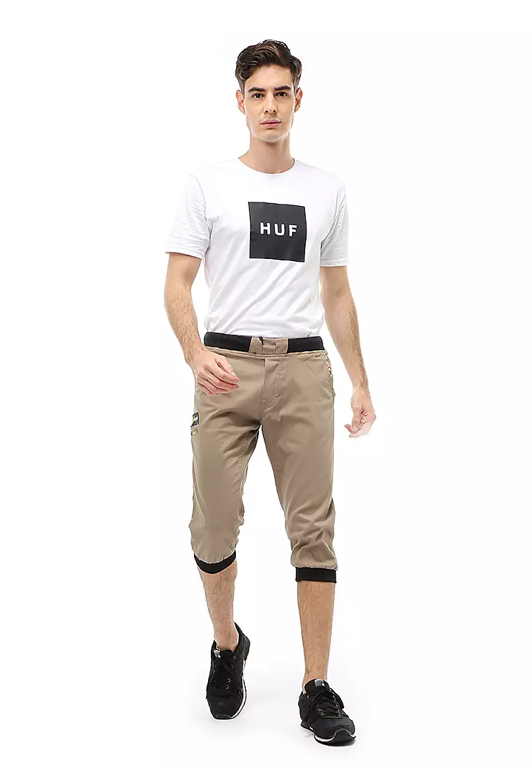 Rishham Short Pants Celana Jogger Pendek Pria List Camouflage Material Canvas Twill ORIGINAL - Mocca