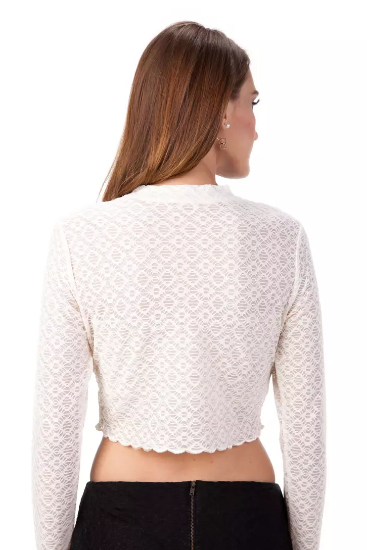 Sophistix Sienna Lace Cropped Top in Cream
