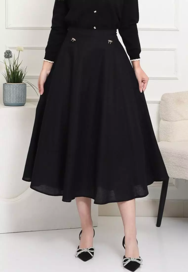 Bellarie Midi Skirt Linen in Black
