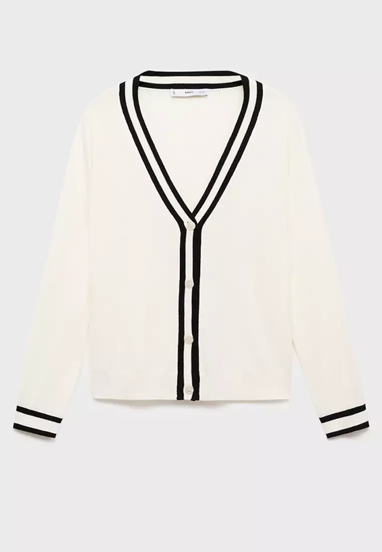 Cardigan with Contrasting Stripes