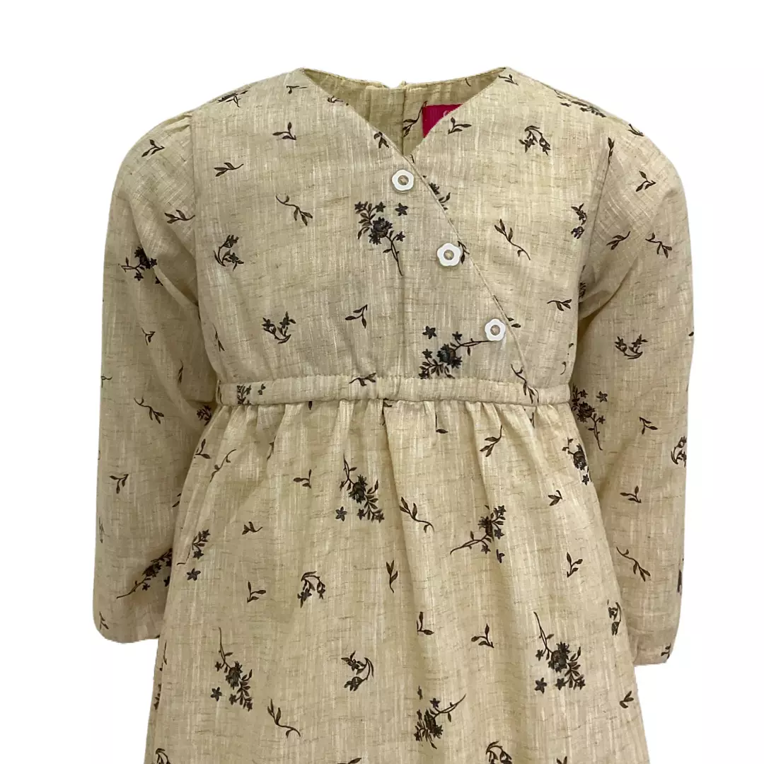 Pingu Long Dress Anak Perempuan Printing Flower Coklat 91000234G