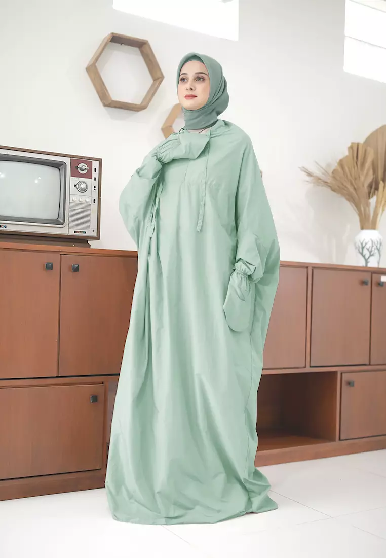 Cotton Bee - Mala Prayer Set | Mukena Terusan | Mukena Dewasa 2in1 - Neo Mint