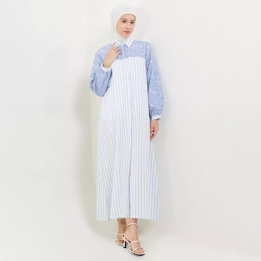 MFMW Marissa Dress Gamis Blue Motif Salur