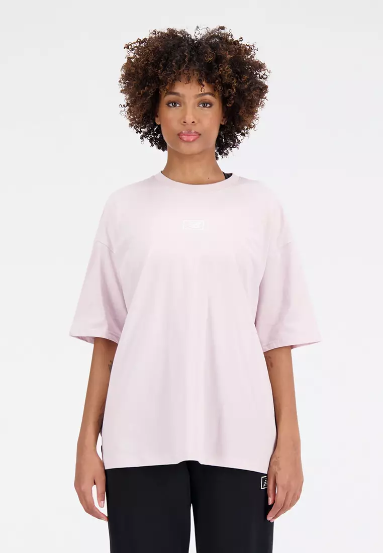 Buy New Balance New Balance Womens Essentials Graphic Cotton Jersey  Oversized T-Shirt - December Sky Online | ZALORA Malaysia