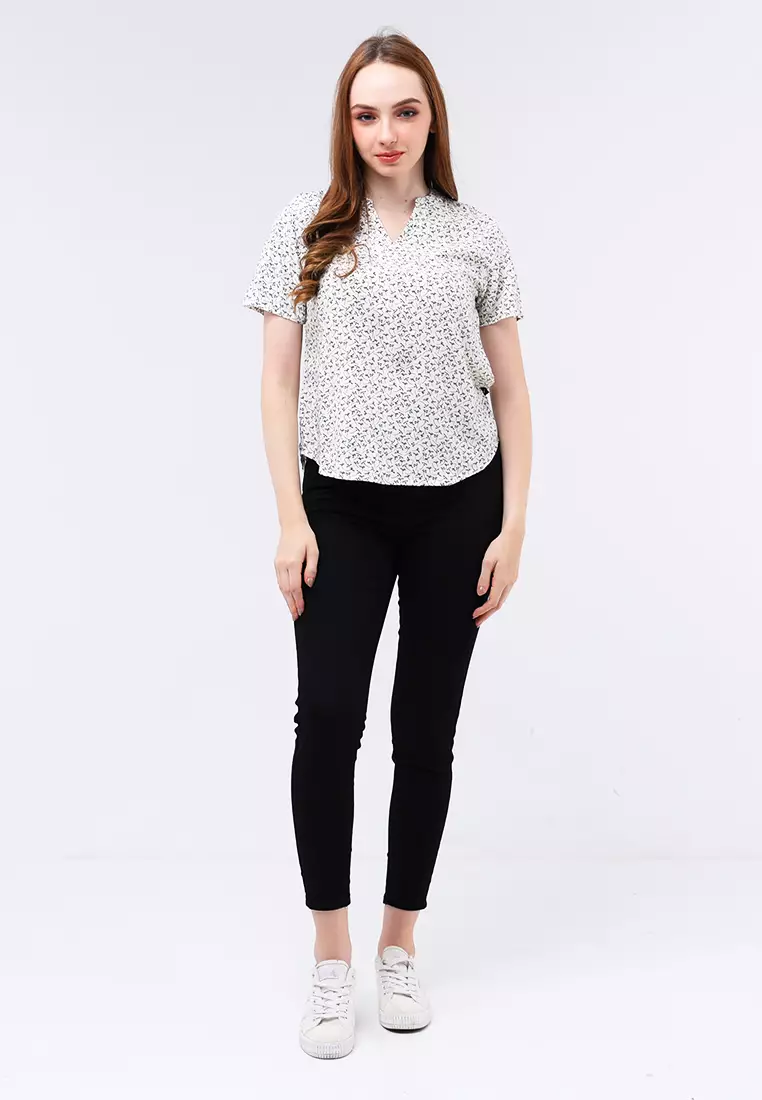 Woven Printed Rayon Short Sleeve Blouse