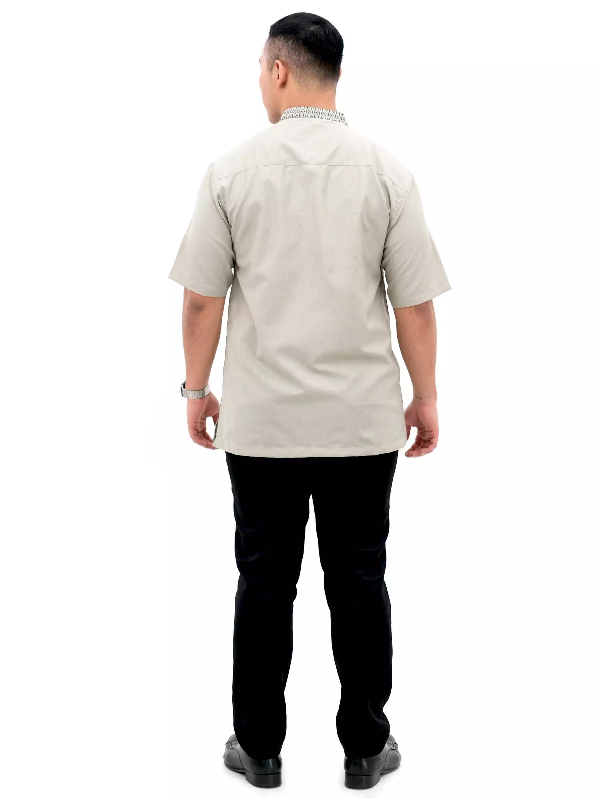 Kemeja Koko Lengan Pendek Hijau Muda Motif 50418