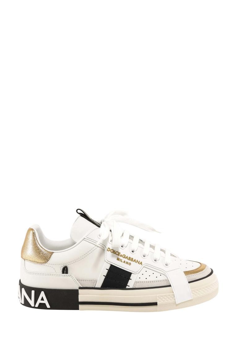 DOLCE & GABBANA - Leather sneakers with logo detail - White