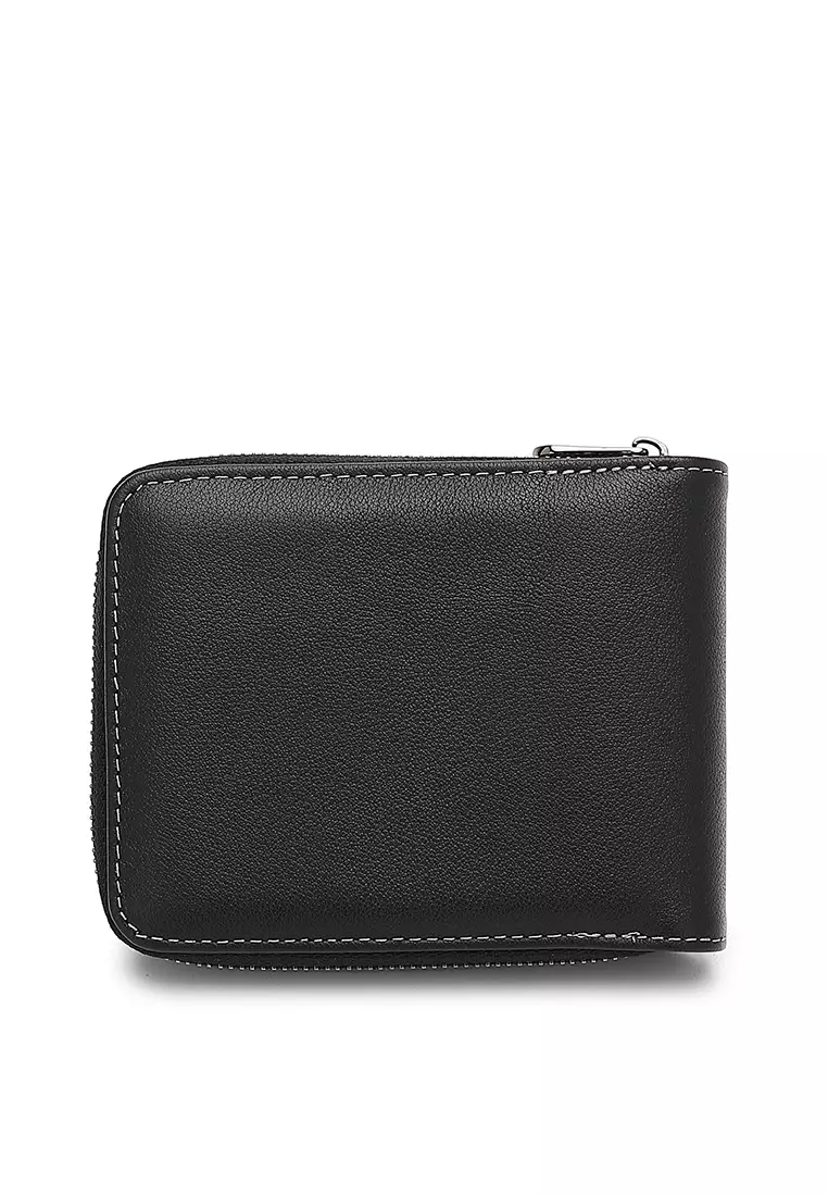 Men's Genuine Leather RFID Blocking Fortune Wallet (Genuine 皮具錢包) - 黑色