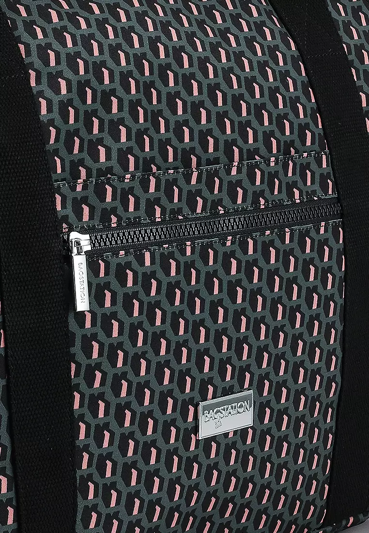 Printed Nylon Large Top Handle Bag