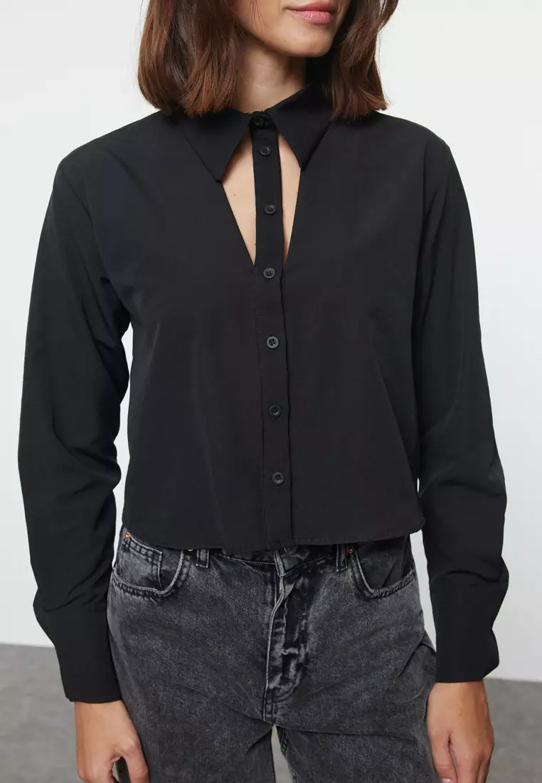 Cut Out Detailed Crop Shirt