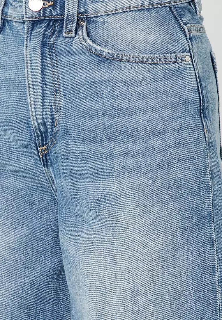 Lyocell Wide Denim Jort Shorts