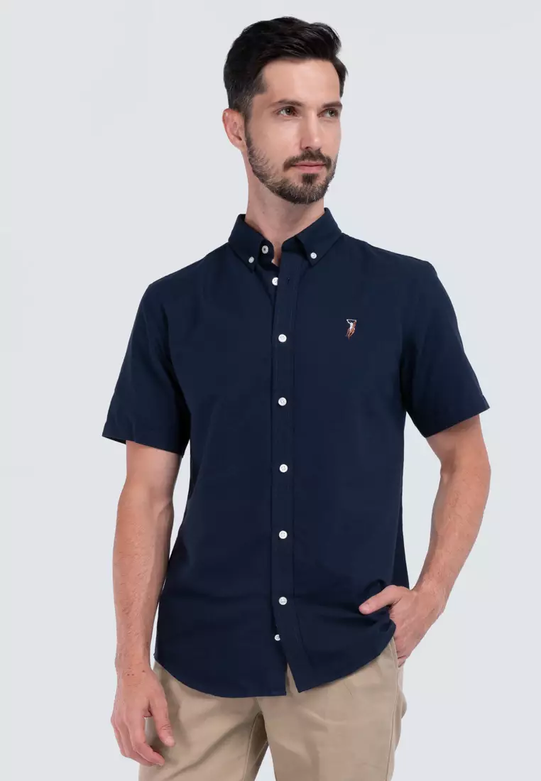 Ralph lauren navy best sale short sleeve shirt
