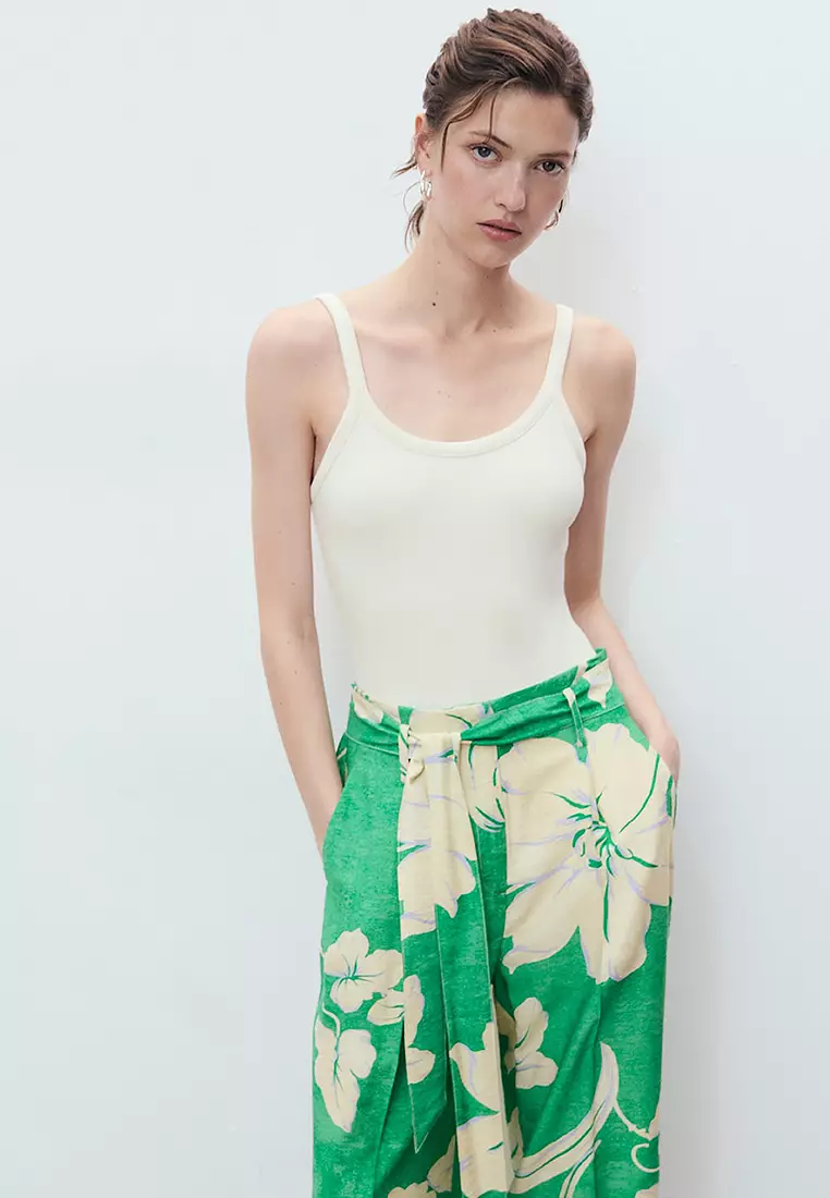 Printed Trousers With Belt