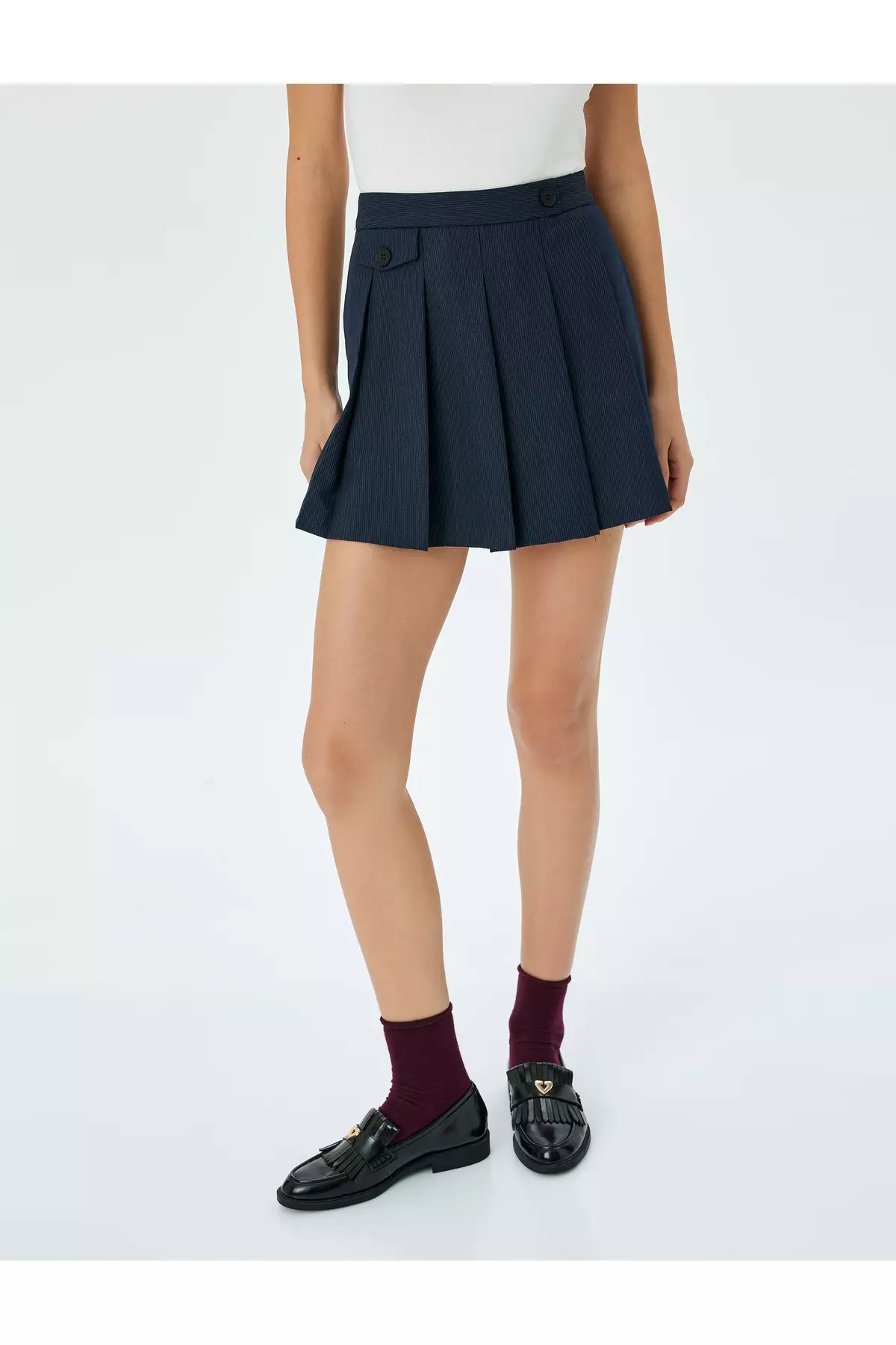 Pleated High Waist Mini Shorts Skirt