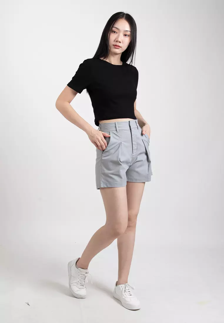 Forest Ladies Casual Knit Crop Top Women Crop T-Shirt - 822357-01Black