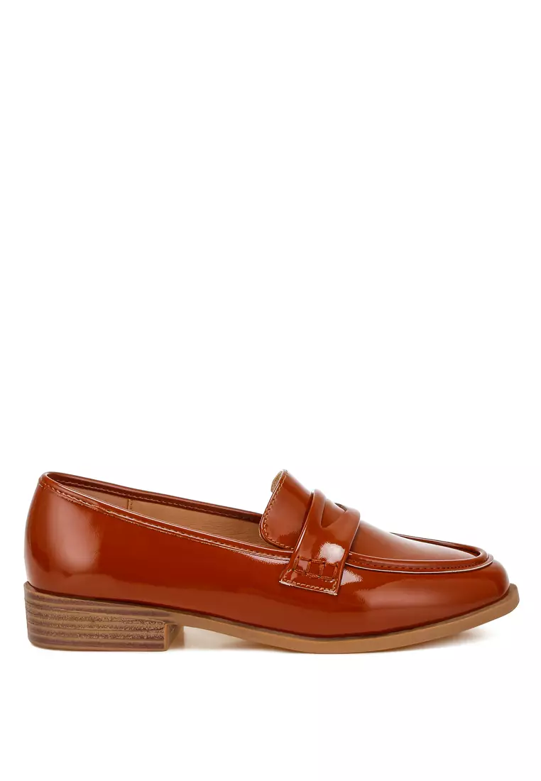 Penny Strap Detail Loafers in Brown