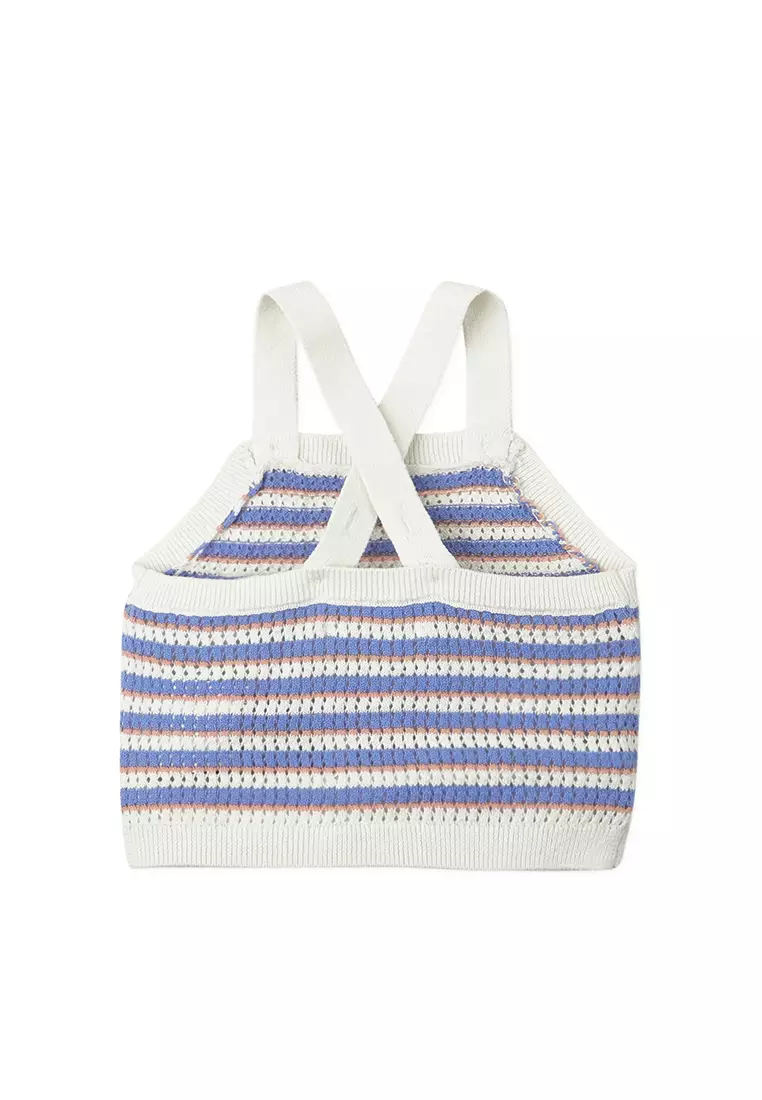 Baby Girls Stripes Crochet-Like Knit Tank Top