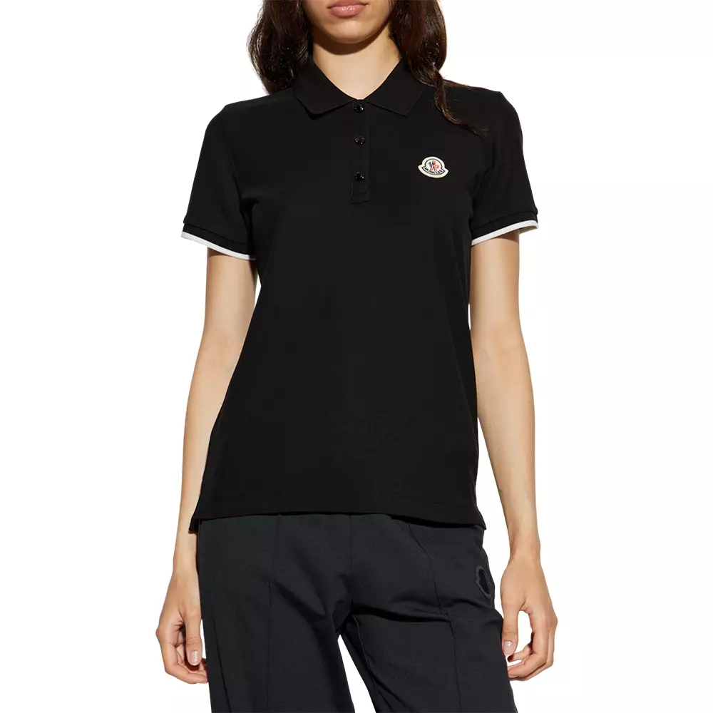 [5.5UPER DEALS] Logo Patch Cotton Polo Shirt Black