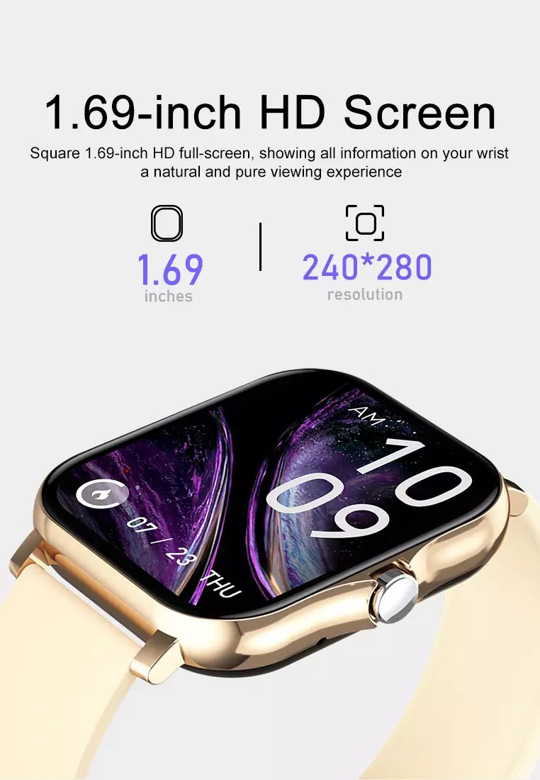 SmartWatch Wanita Y13 Fitness Trackers Bluetooth Call Anti Air Layar Terang 1.69'' Jam Pintar rose gold