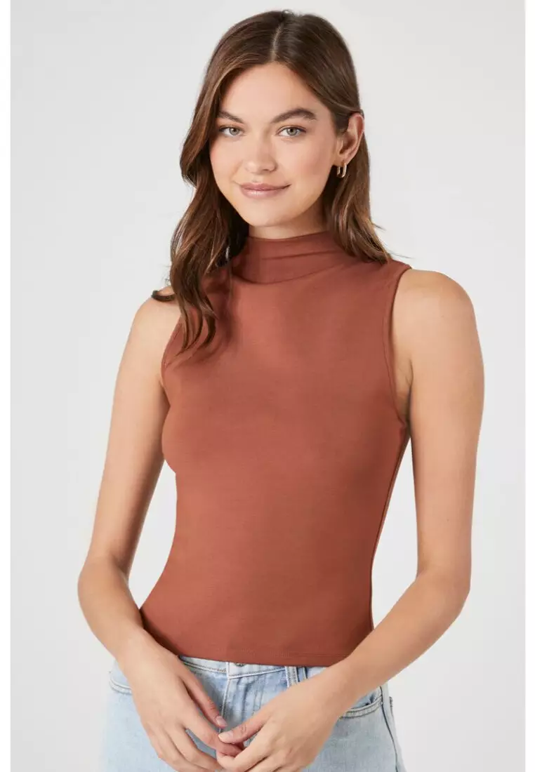 Forever 21 ribbed mock neck top outlet