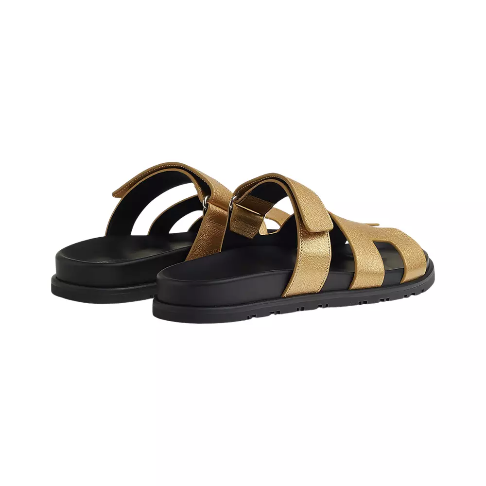 Chypre Grained Metallic Finish Sandals Doré