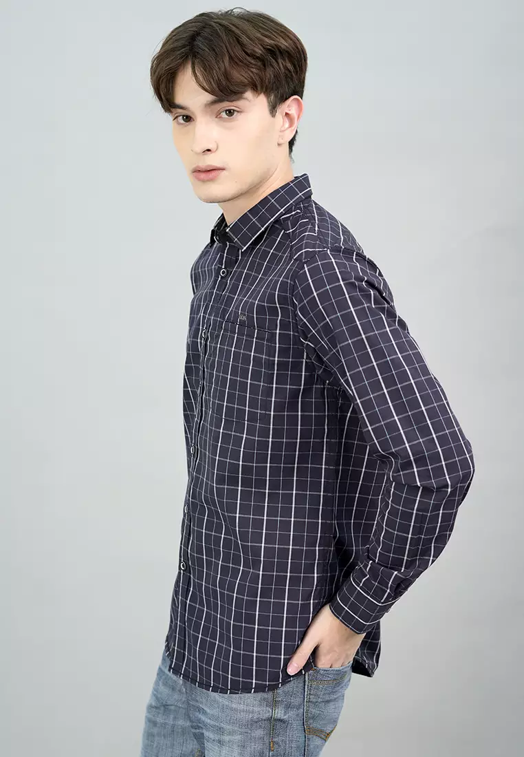 LGS - Slim Fit - Kemeja Kotak Pria - Casual Shirt - Squaro Collection - Mukti - Motif - JSH