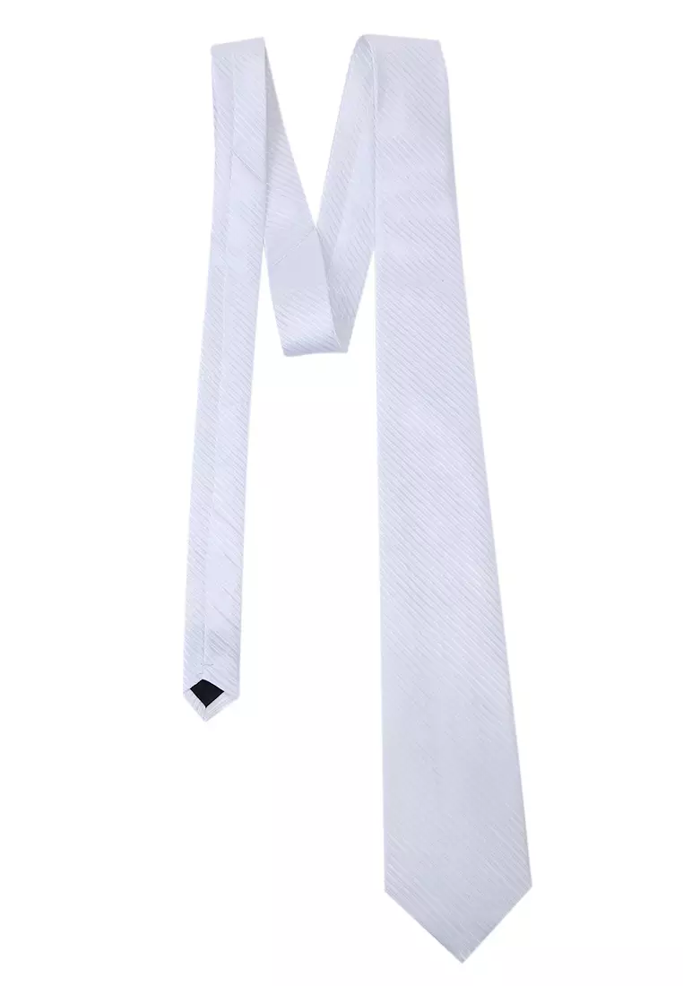 Ocean Dasi Pria Garis Long Line Tie Man Neckwear Aksesoris Fashion Material Polyester ORIGINAL - White