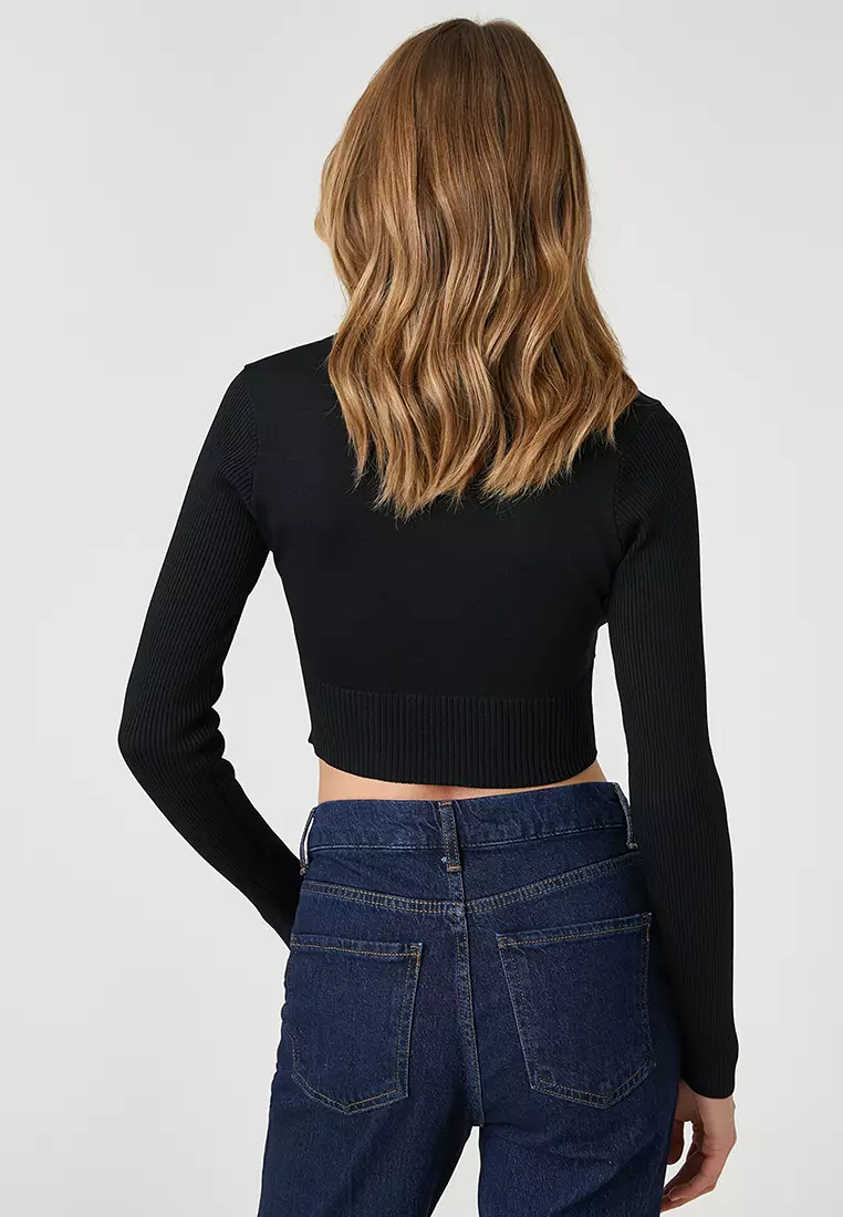 Corset Crop Ribbed Sleeves Sweater