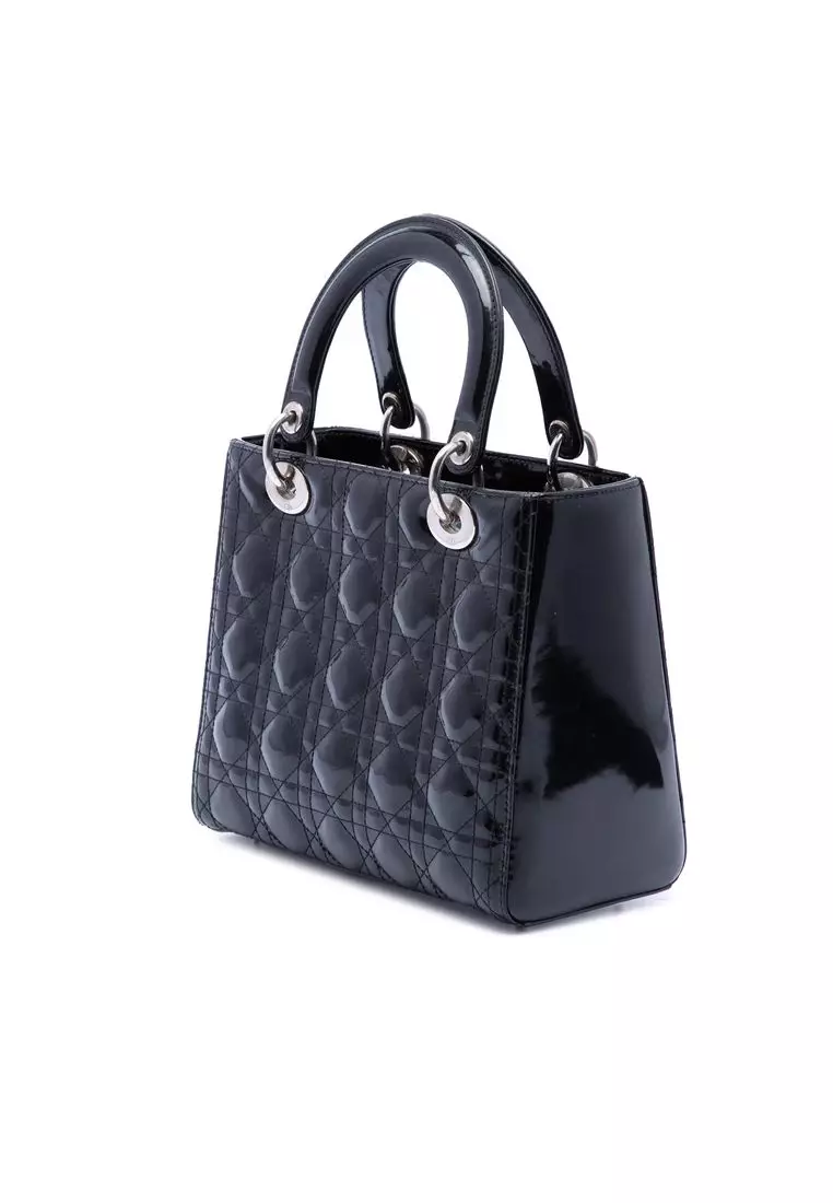 Pre-Loved Dior Medium Patent Cannage Lady Dior