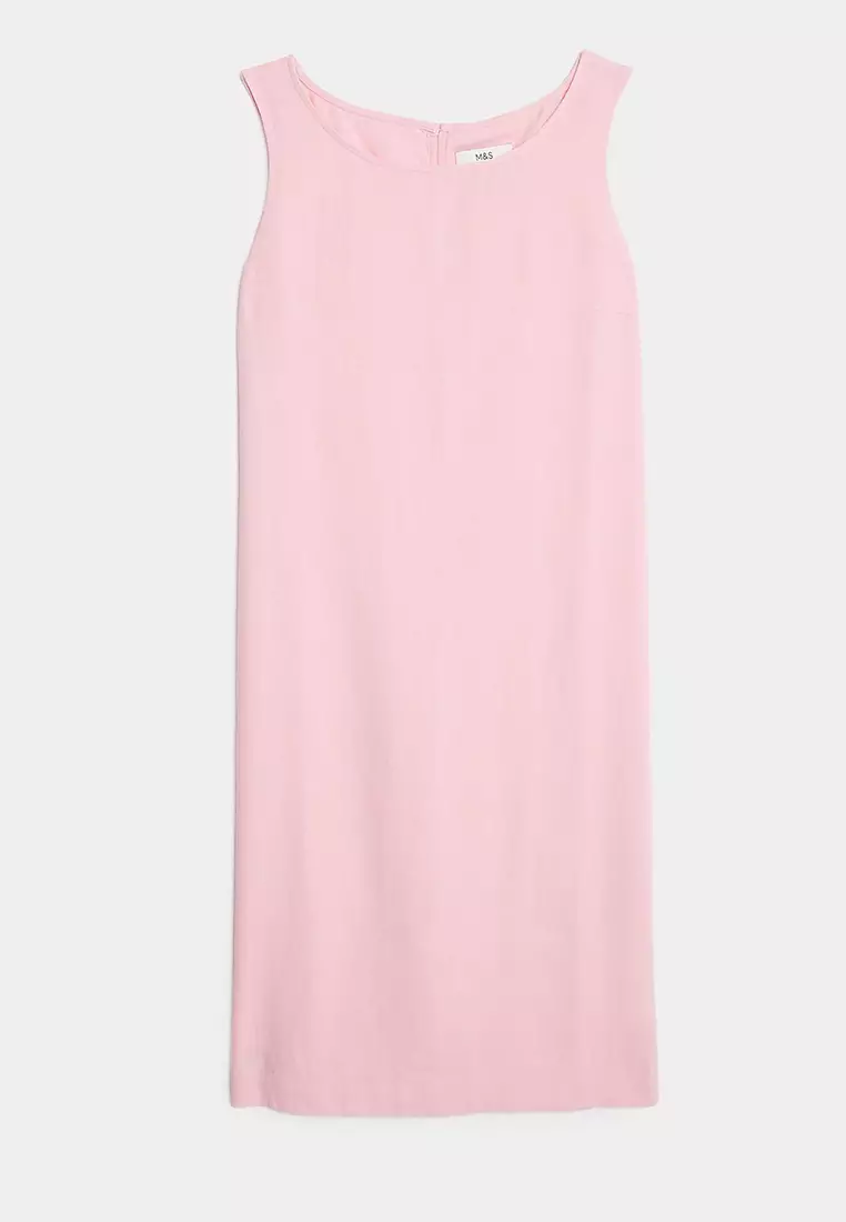 Linen Rich Knee Length Shift Dress